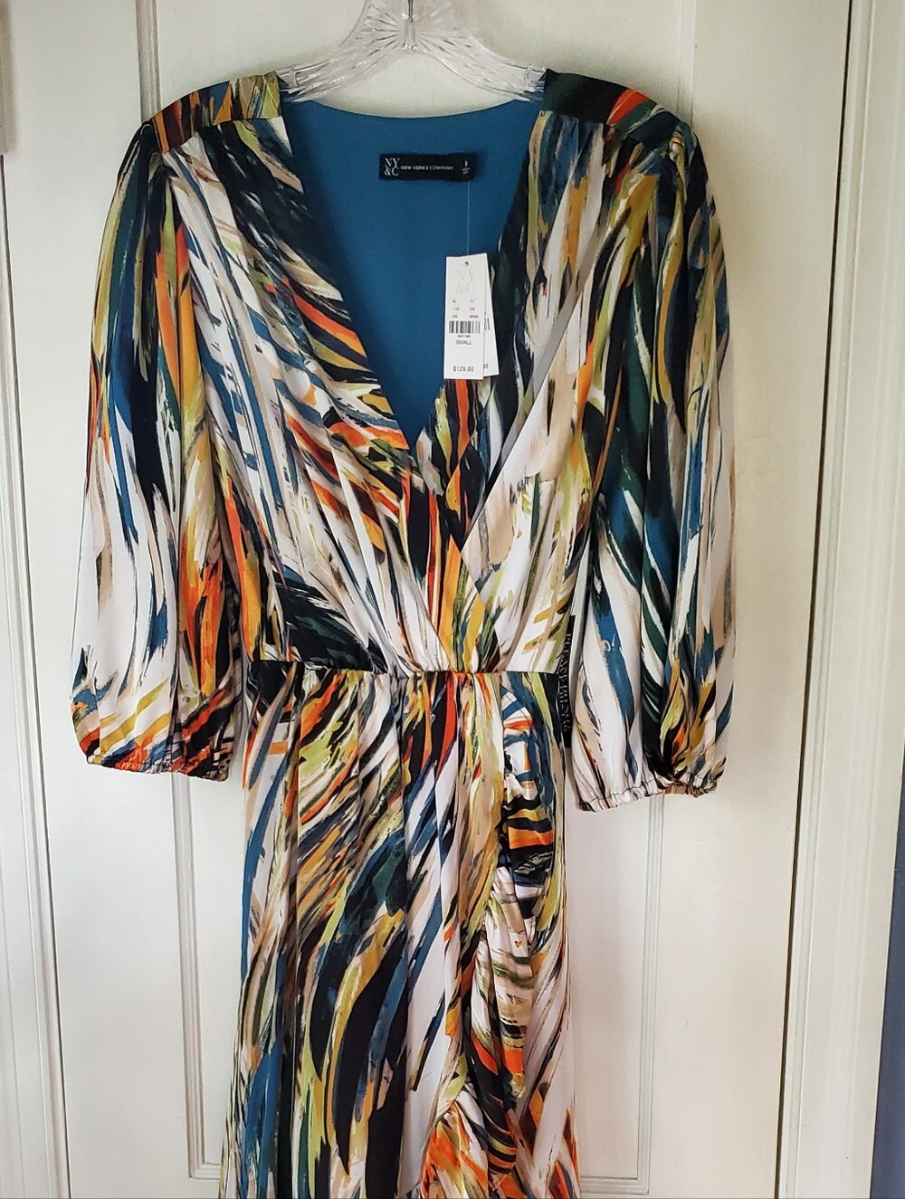 NY&C Multicolor Brushstroke Wrap Maxi Dress